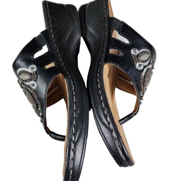 Natural Soul All Thru Comfort Women's Black Thong Embellished Sandals Size 9.5 - Picture 6 of 11